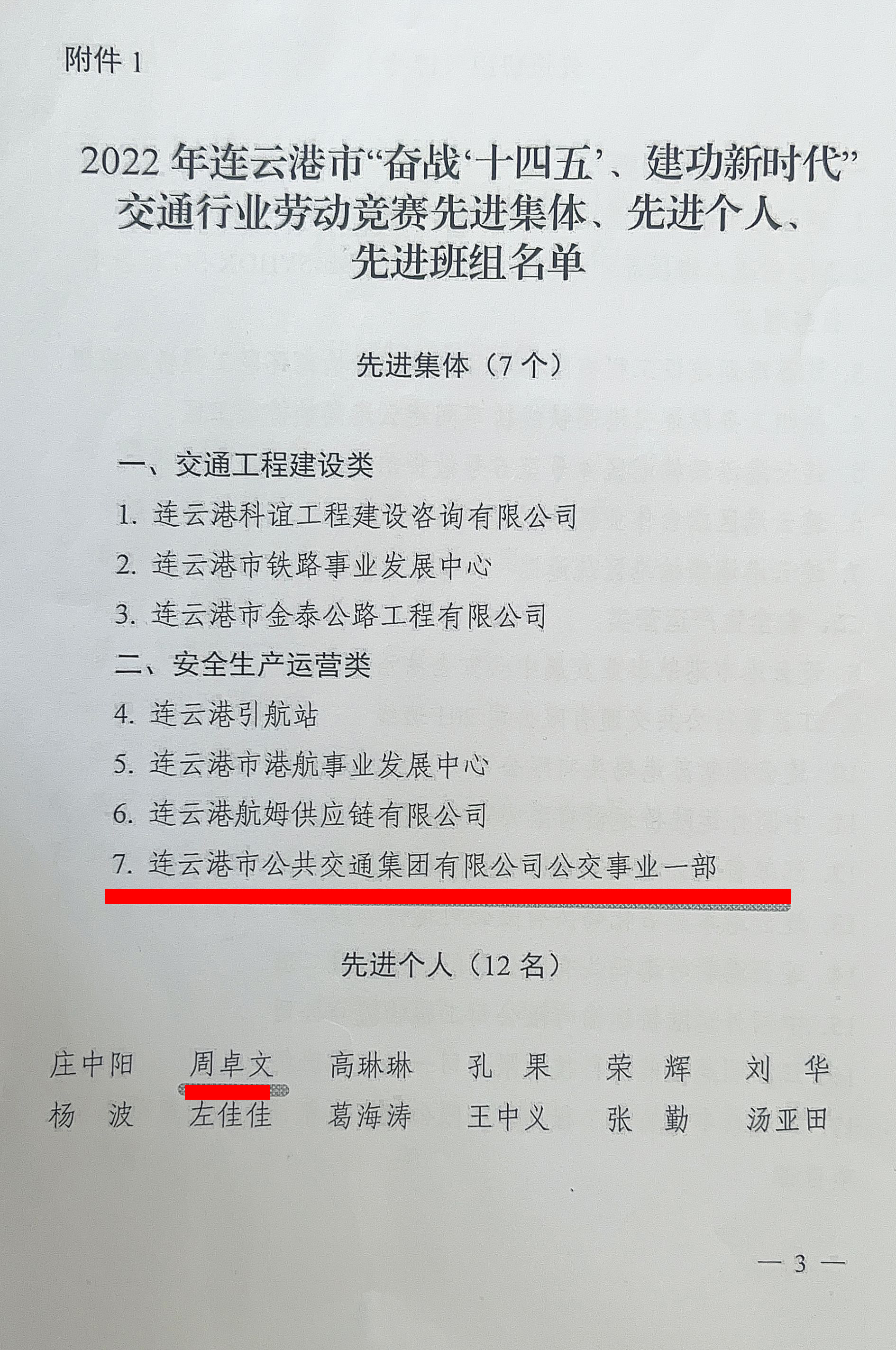 公交集團公交事業一部喜獲“奮戰‘十四五’、建功新時代”勞動競賽先進集體、先進個人